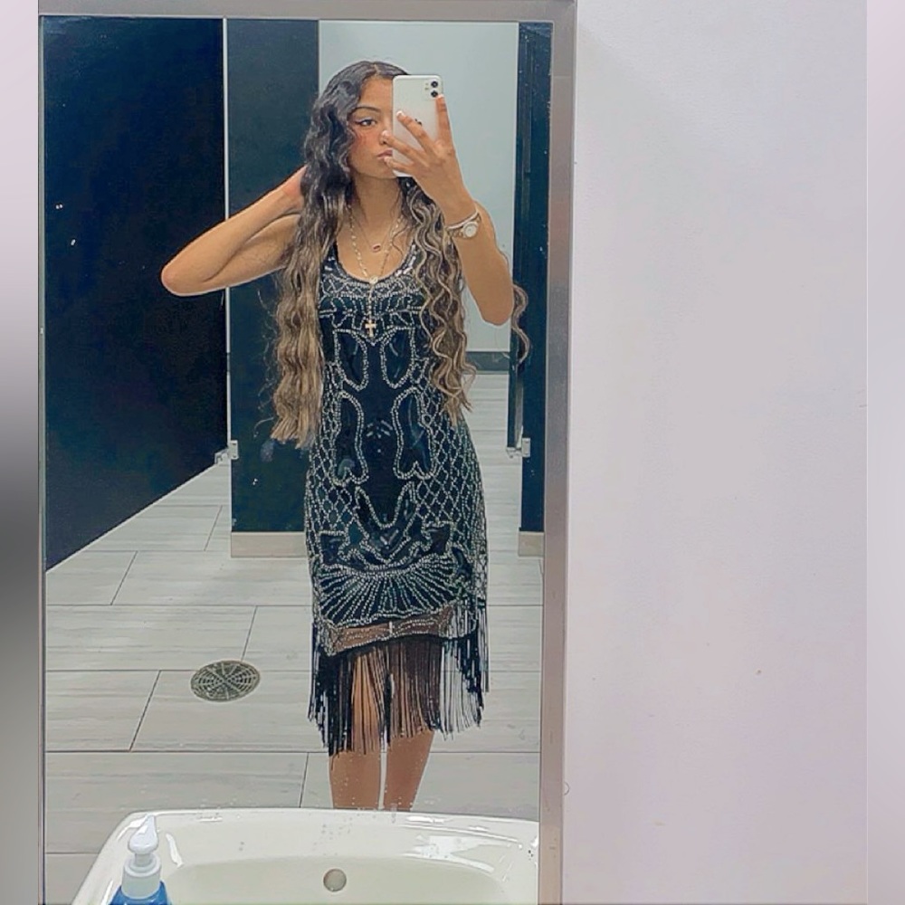 Sparkly fringe black dress🖤